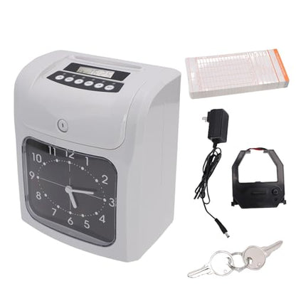 AUNMAS Electronic Time Clock, Employee Attendance Machine with Password Protection and 101 Attendance Cards, for Small Business Punch Time Recording (US Plug)