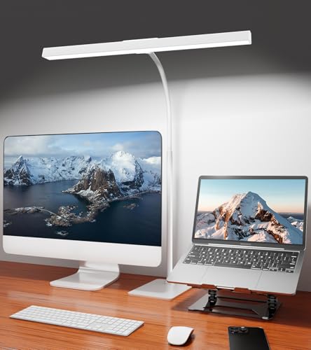 LED Desk Lamp for Home Office with Base, Eye-Caring Desk Light 12W, White - color: White