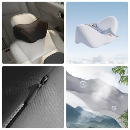 BEBAS Ergonomic Car Headrest Pillow, Memory Foam Neck Support, Black - color: Black