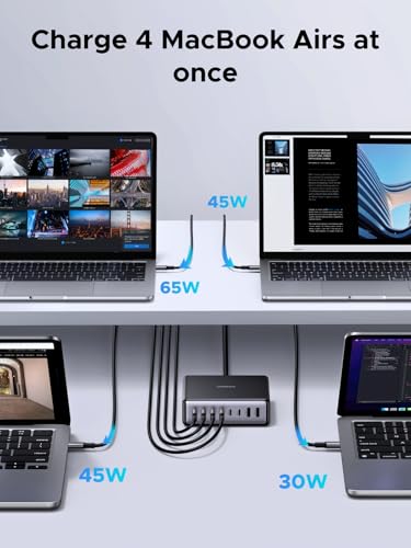 UGREEN Nexode 200W GaN USB C Charging Station, 8-Port Desktop Charger with PD 100W for MacBook Pro 16"/Air, Dell XPS, iPad Pro, iPhone 17/16/15, Galaxy S25/S24, Pixel 10/9