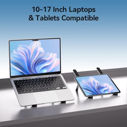 Portable Laptop Stand, Foldable Laptop Riser for Desk, 6-Level Adjustable Ergonomic Computer Stand, Premium Aluminum Alloy Notebook Holder Compatible with 10-17 Inch Laptops & Tablets - color: SILVER