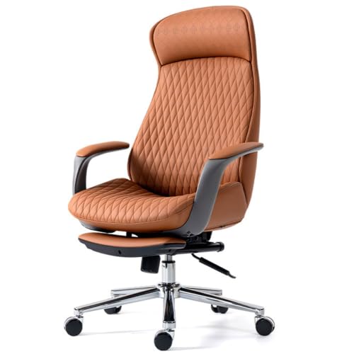 High-Back Office Executive Chair Ergonomic Office Chair with Footrest Adjustable Swivel with Lumbar Support Armrest for Home - color: Orange+footrests