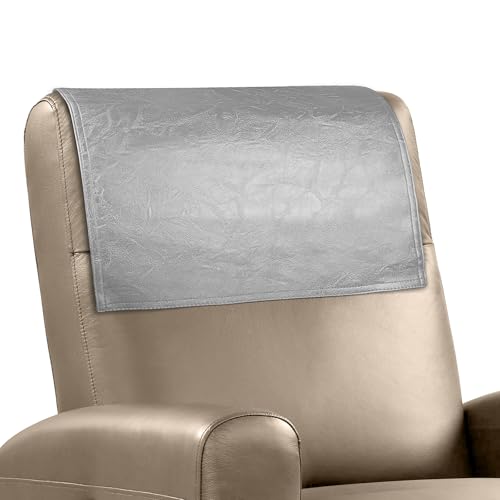 Recliner Headrest Protector Faux Leather Headrest Cover for Recliner Chair Couch Headrest Cover for Furniture Sofa Protector Chair Arm Covers for Home Office 17 x 27In(Light Gray) - color: Light Gray, size: 43x69 Cm