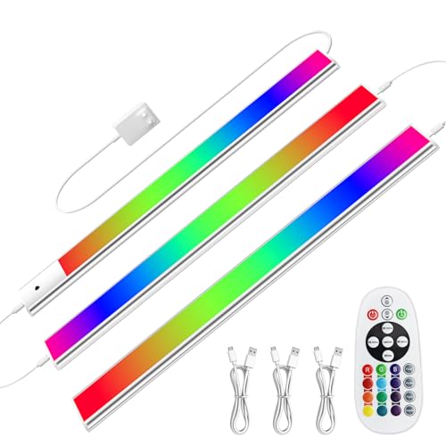 Diomart RGB Under Cabinet Lights Plug-in, 12 Inch, 3 Pack | Remote,Under Cabinet lighting, Dimmable, LED Light Bar for Kitchen, Multi-Color for Desk, Closet