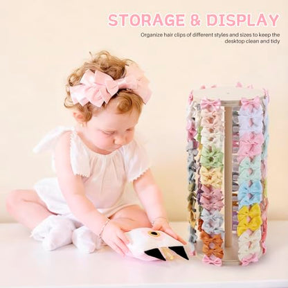 POVETIRE Bow Holder for Girls Hair Bows Hair Bow Organizer Pink Wood - color: Pink A