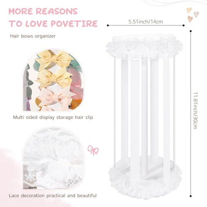 POVETIRE Bow Holder for Girls Hair Bows Hair Bow Organizer Pink Wood - color: White E