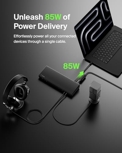 Belkin Docking Station 15 in 1 Triple DisplayLink 85W PD 4K HDMI USB-C Dock | DisplayLink triple 4K display, 3 HDMI, 2 DisplayPort, 5 USB-A ports, 3.5mm mic/speaker, Windows, laptop expansion hub - style: 15-in-1, Triple Display, 85W