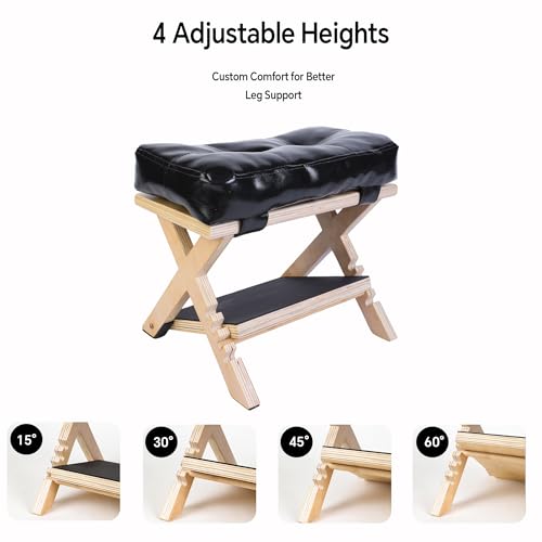 Adjustable Foot Rest for Under Desk at Work, Foot & Leg Rest | (Regular) 4-Level Wooden Ergonomic Footstool Base for Office, Gaming & Home