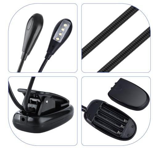 Joyzan Music Stand Light, Clip on LED Book Lights Dual Arm Reading Lamp | Eye Cared 360°Flexible Gooseneck USB Desk Rechargeable Clamp Mini Bed Bookworms Piano Player Travel Orchestra - size: 8 beads