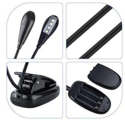 Joyzan Music Stand Light, Clip on LED Book Lights Dual Arm Reading Lamp | Eye Cared 360°Flexible Gooseneck USB Desk Rechargeable Clamp Mini Bed Bookworms Piano Player Travel Orchestra - size: 8 beads