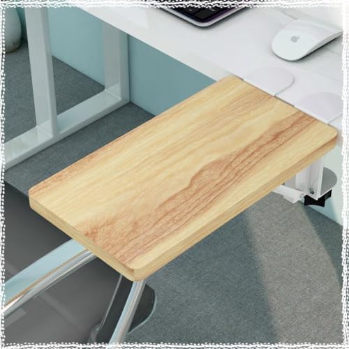 Foldable Clamp-On Desk Extender Tray with Wrist Rest - Ergonomic Keyboard Shelf for Computer Arm Support - color: Oak