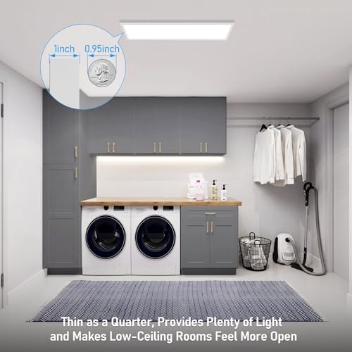 LEONLITE 50W/40W/30W 3CCT 1x4 LED Flat Panel Light, 120-277V, Surface Mount | 5500LM/4400LM/3300LM 0-10V Dimmable, 4 Ft. Ceiling Lighting Flush Mount, 3500K/4000K/5000K, Built-in Driver, UL Listed, White