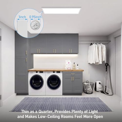 LEONLITE 50W/40W/30W 3CCT 1x4 LED Flat Panel Light, 120-277V, Surface Mount | 5500LM/4400LM/3300LM 0-10V Dimmable, 4 Ft. Ceiling Lighting Flush Mount, 3500K/4000K/5000K, Built-in Driver, UL Listed, White