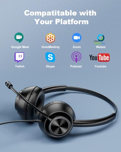 USB Headset with Microphone for PC Laptop Office Phone Meeting Zoom Skype