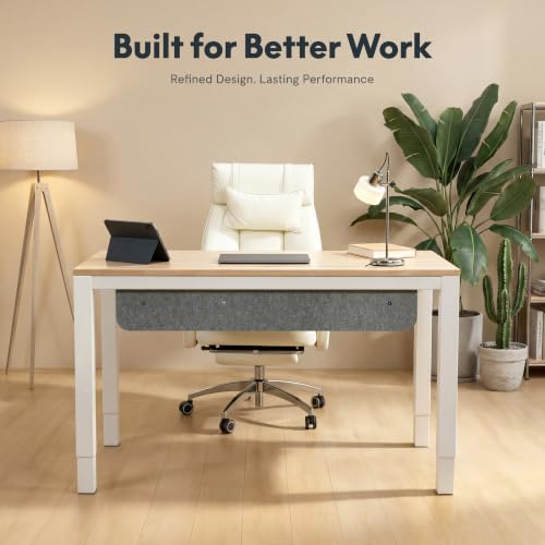 FLEXISPOT E3Q-PRO 4-Leg Standing Desk, 55"x28" Rubberwood, Natural