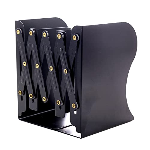 Adjustable Bookends Metal Book Ends for Heavy Book Holder Heavy Duty Bookends Nonskid Bookcase Desktop Book Organizer Binder Holder - color: Simple Black