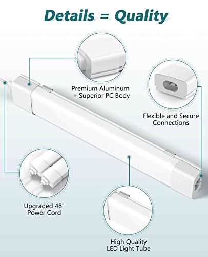 WNSNOU Plug-and-Play LED Shop Light - Waterproof, Linkable, 18W 2000LM, 5000K, with NO/Off Switch - Perfect for Ceiling, Closet, and Workshop - 2FT (2PCS) - size: 2FT-2PCS