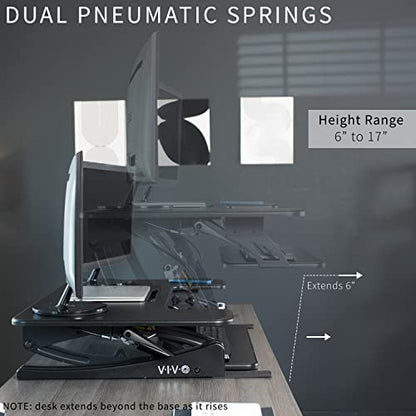 VIVO Black 42 in Standing Desk Converter, DESK-V000VL - color: Black, size: 42"