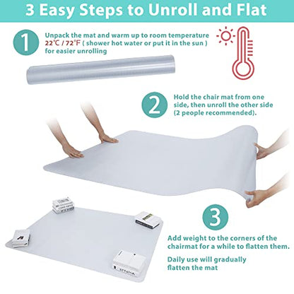 Office Chair Mat for Carpeted Floor 46” x 60” Clear Floor Protector Mat Anti Slip Computer Desk Chair Mat for Home Office (46” x 60” Rectangular) - size: 46” x 60” Rectangular