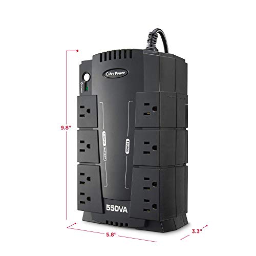 CyberPower CP550SLG Standby UPS Battery Backup and Surge Protector | Surge Protector, 550VA/330W, 8 Outlets, UL Certified - size: 550VA, style: Compact