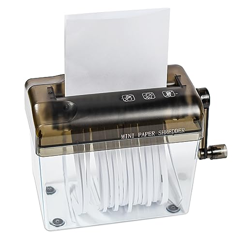 JIKIOU Mini Hand Shredder Portable Paper Shredder for Office Home Black | Affordable, Non-slip, Information High Security, Desktop Size, 1L Clear Plastic Window, No Power and Easy to Use for Gift - color: Mini Black-Half A4