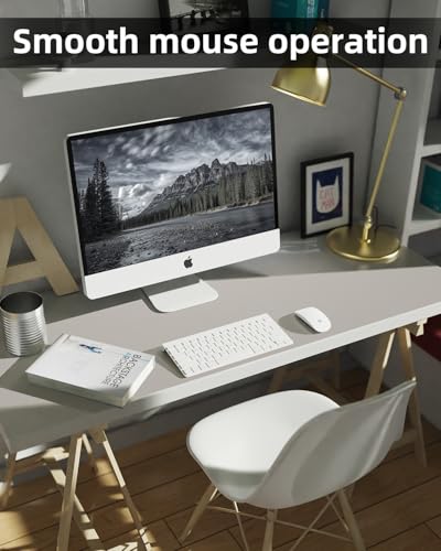 Leather Desk Pad & Protector, Large Mouse Pad & Blotter, Non-Slip PU Leather Desk Cover Mat, Light Grey, 48" x 17" - color: Light Grey, size: 48" x 17"