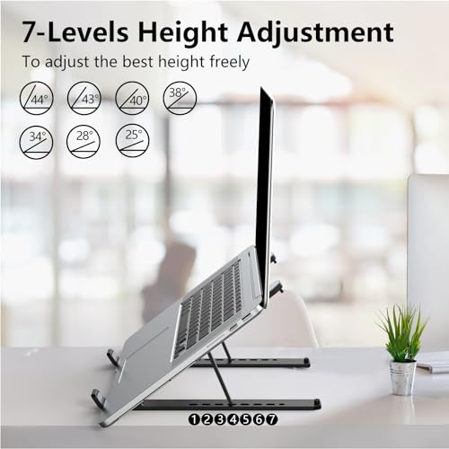 Tonmom Laptop Stand for Desk, Adjustable Laptop Riser, Black - color: Black