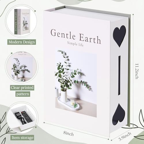 Maitys Book Shape Decorative Cable Cord Hider Box, Sage Green, Plant - color: Sage Green, style: Plant