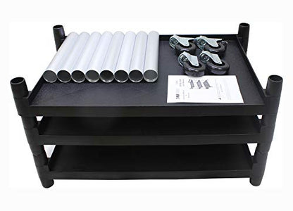 MaxWorks 80774 3-Shelf Utility Plastic Cart with Wheels-225 Lbs Maximum Capacity , Black - style: 3 Shelves