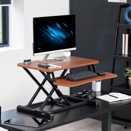 VIVO Dark Walnut 26 in Standing Desk Converter, DESK-V026KA - color: Dark Walnut, size: 26"