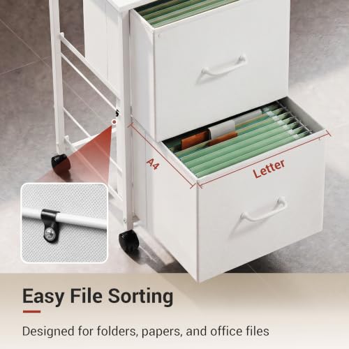DEVAISE 2 Drawer Mobile File Cabinet with Open Storage Shelf - color: White