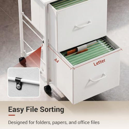 DEVAISE 2 Drawer Mobile File Cabinet with Open Storage Shelf - color: White