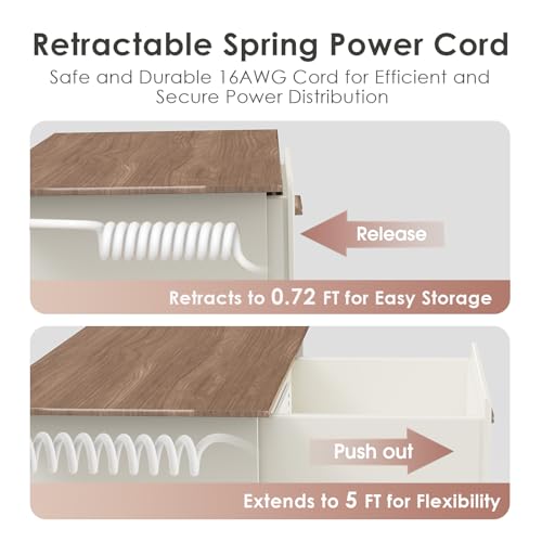 Drawer Outlet PD65W USB-C Fast Charging 5FT Spring Cord, White
