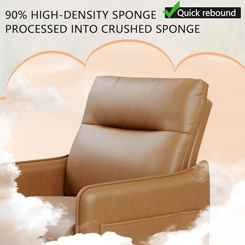 Alunaune Upholstered Living Room Chair Armchair, Mid Century Accent Chair, Reception Couch Slipper Club Lounge Chair Guest Comfy Single Sofa with Sidetable for Bedroom-Brown - color: Brown, size: 1 Chair
