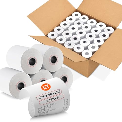 (5 Rolls) 3 1/8 x 230 Thermal Paper Receipt Rolls, Premium Quality Thermal Printer Paper, Receipt Paper Rolls, Fits All POS Cash Registers, BPA Free - size: 5 Rolls, style: 3 1/8" 230