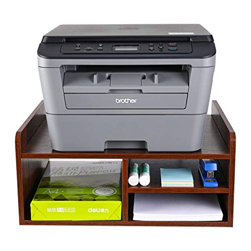 Desktop Printer Stand with Storage, Paper Storage Holder Rack for Desk, Wooden Printer Organization for Home/Office, Retro Brown - color: Retro Brown, size: Model 1