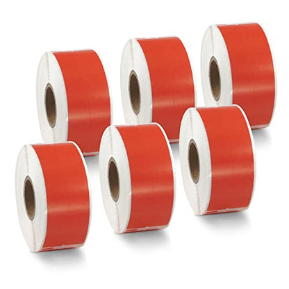 BETCKEY - Replace for DYMO 30277 (9/16" x 3-7/16") Labels, [6 Roll/Red] - color: Red, size: 30277 [9/16" x 3-7/16"]