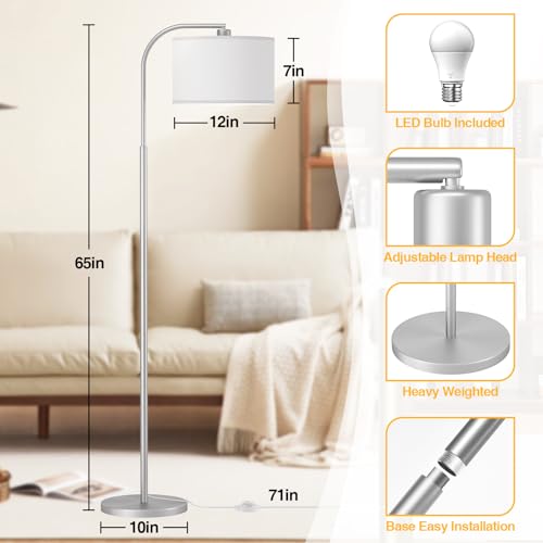Silver Floor Lamp, Arc Floor Lamps for Living Room - color: Silver
