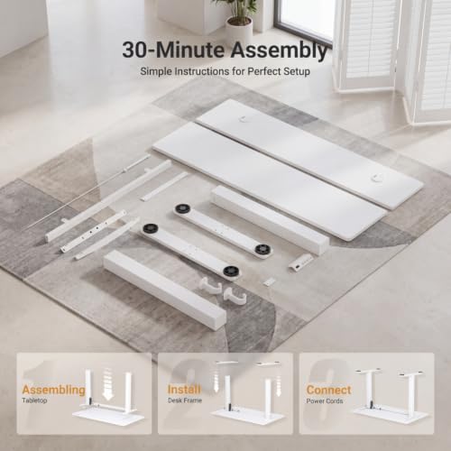 Claiks Electric Small Standing Desk, 35x20 Inch, White - color: White, size: 35 Inch