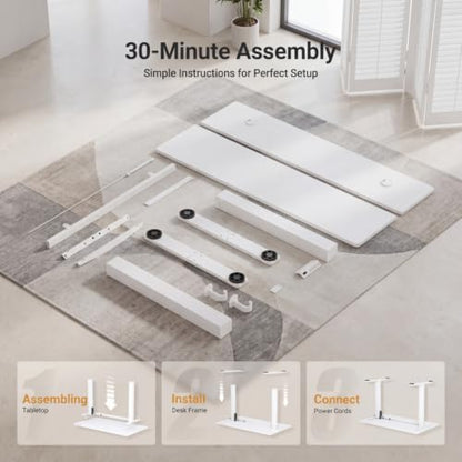 Claiks Electric Standing Desk, 40x24 Inch, White - color: White, size: 40 Inch