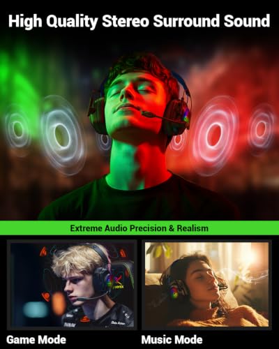 Wireless Gaming Headset with Mic for PS5, PS4 & PC, 7.1 Surround Sound - color: Blue