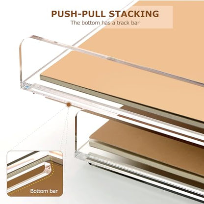 SANRUI 4 Tier Clear Desk Paper Letter Organizer Trays, A4 Stackable File Document Tray, Acrylic Desk Organizers and Accessories Sorter, Workspace Office Supplies Organizers,12.4inx8.86inx6.64in - style: Thin 4 Tier Trays