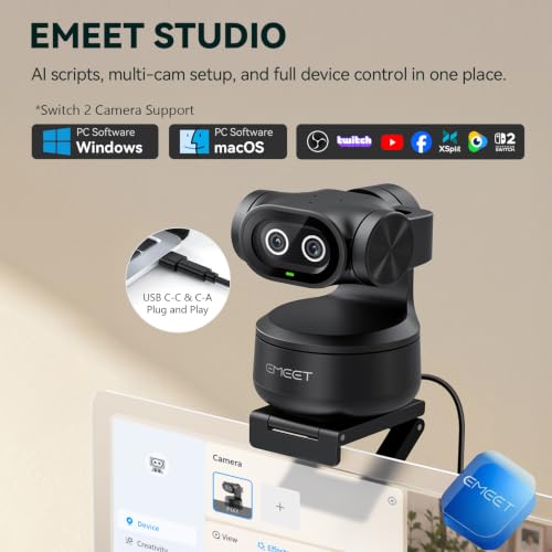 EMEET PIXY Dual-Camera AI-Powered PTZ Camera 4K, AI Tracking - style: PIXY Dual-Camera AI PTZ 4K