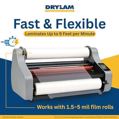 Dry Lam CL-27DX Deluxe Thermal Laminator, 27" Wide Format Laminating Machine with LED Display, Heated Rollers, Variable Speed and Temperature Controller - Element Series