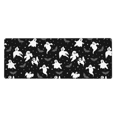 Gothic Ghost Bat Desk Mat, XL Mouse Pad, 31.5 x 11.8 Inch - color: Cute Halloween Ghost Bat Stars