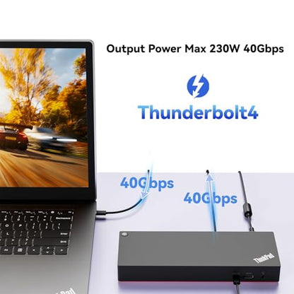 Thinkpad 40B00300 Thunderbolt 4 Universal Docking Station for Laptops, 4 External Displays, Power Charging up to 230W + ITSPWR Bundle Contains HDMI 4K Cable + DP Cable+ Cleaning Cloth - style: 300W