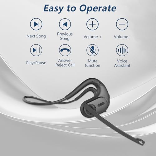 BANIGIPA Bluetooth Headset with Removable Microphone, Open Ear Headphones