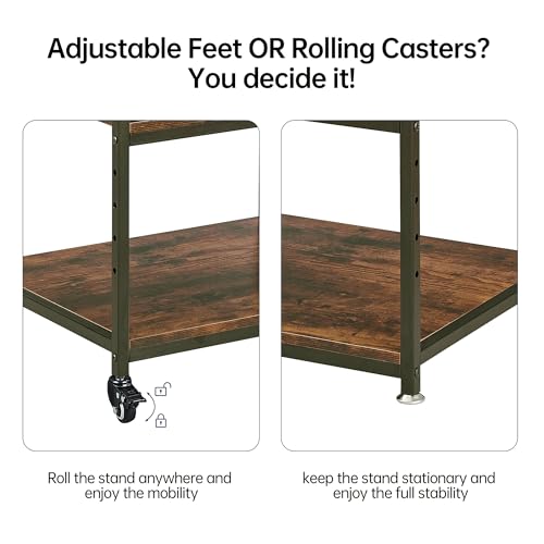Fannova Large Printer Stand Table with Height Adjustable Storage Shelf - color: Rustic Brown, size: 23.6"W x 18.9"D x 30"H