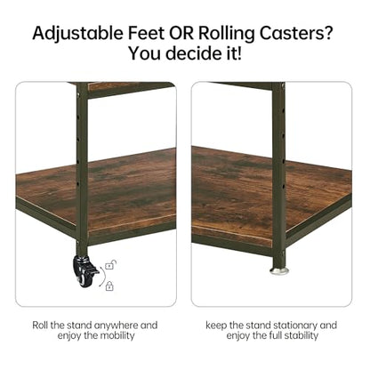 Fannova Large Printer Stand Table with Height Adjustable Storage Shelf - color: Rustic Brown, size: 23.6"W x 18.9"D x 30"H