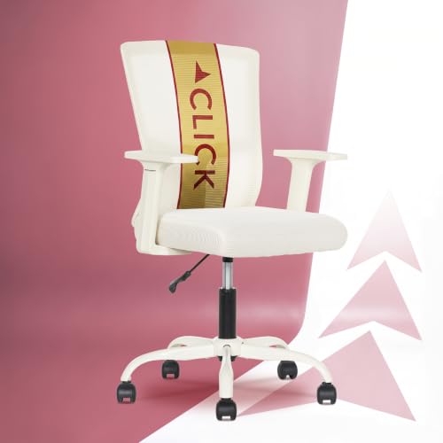Click365 Ergonomic Office Chair with Lumbar Support, Mid-Back Mesh Chair - color: M120/Cream